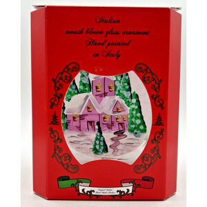 Bellagio Italian Blown Glass Hand Painted House Christmas Ornament U255